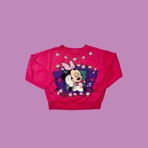 Vintage Minnie Mouse Disney Hot Pink Crewneck Sweatshirt, Size 5T